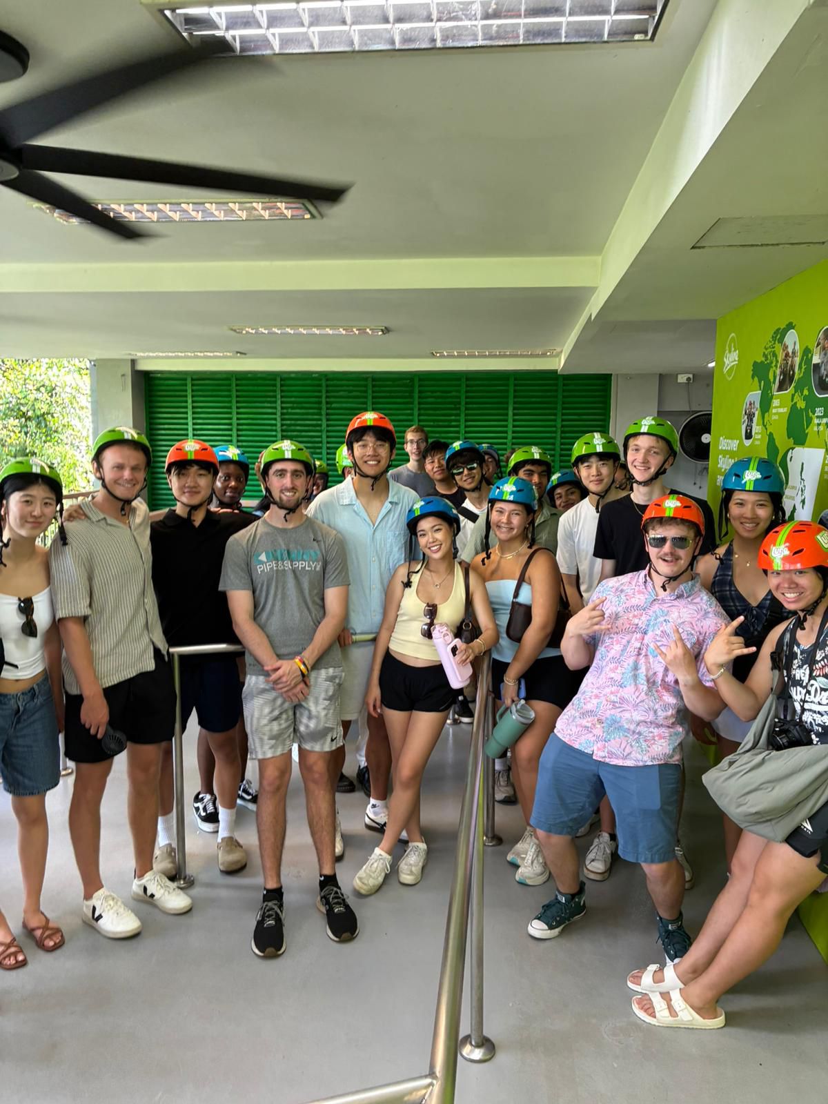 Riding the Luge with her new friends