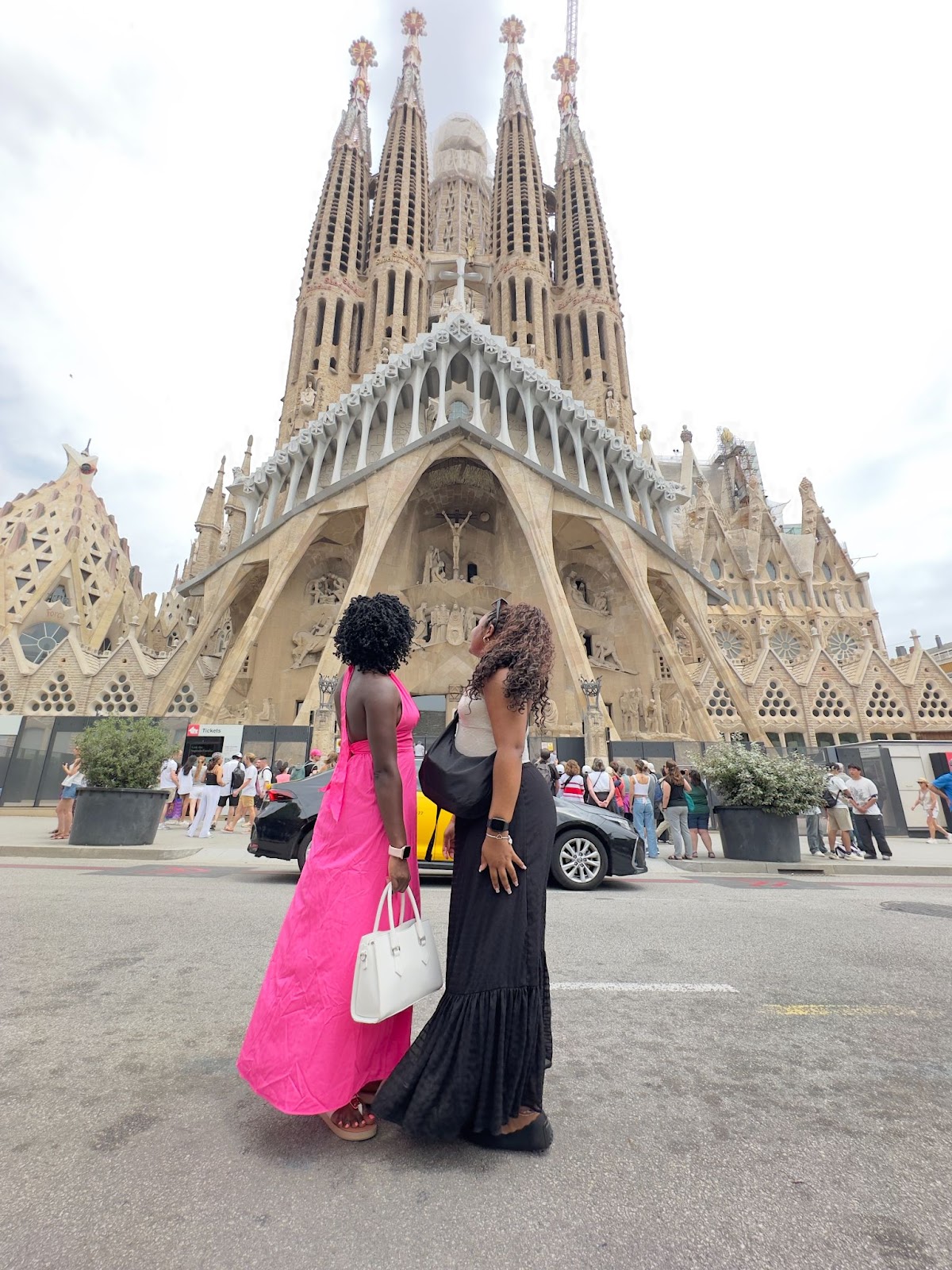 Posing in front of the iconic La Sagrada Familia