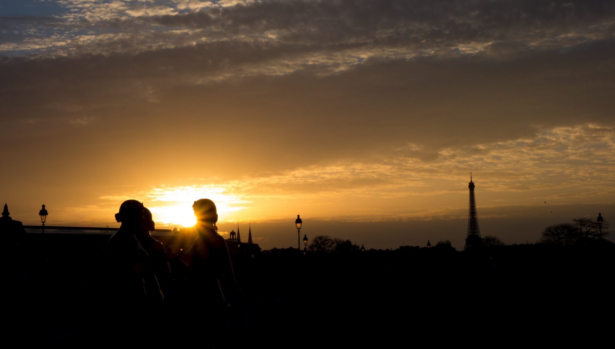 Paris skyline at golden hour during a France internship